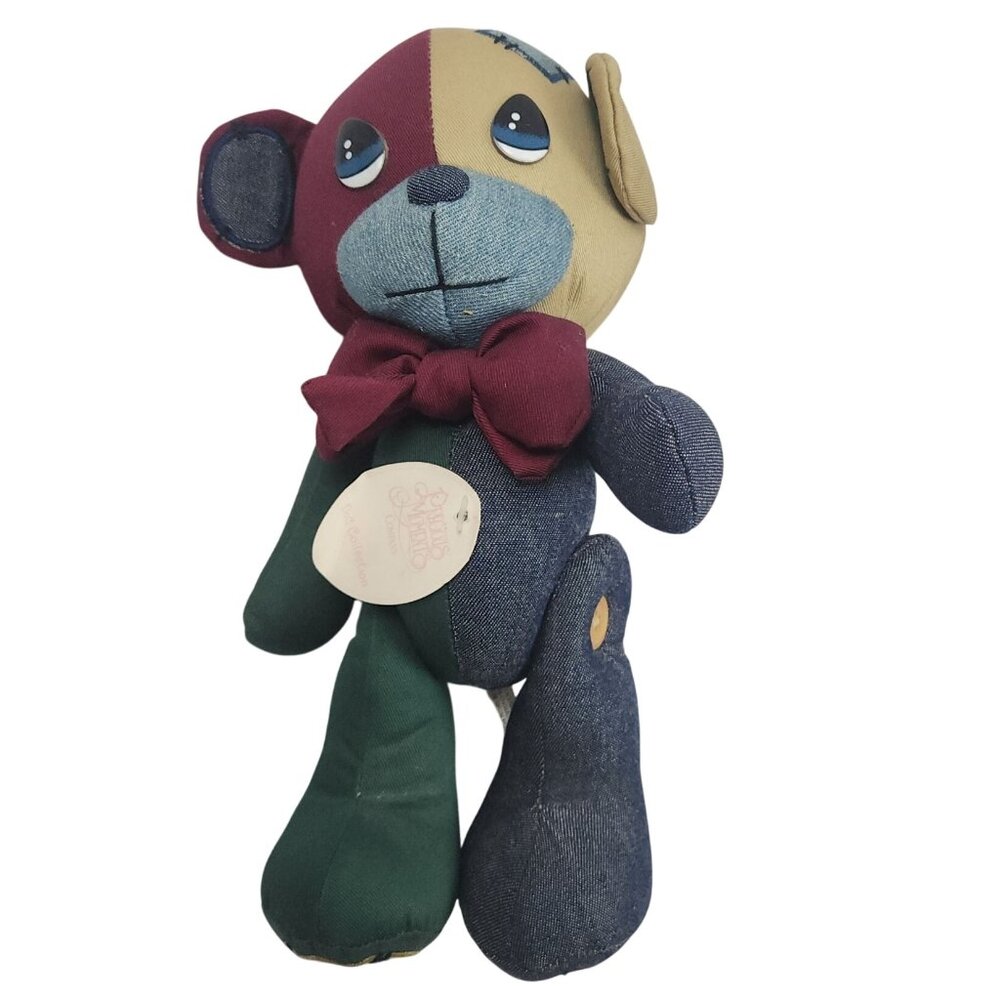 1996 Precious Moments Dillion Denim Jointed Patchwork Teddy Bear 1761 NWT